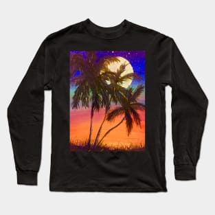 THREE PALM TREES SUNSET Long Sleeve T-Shirt